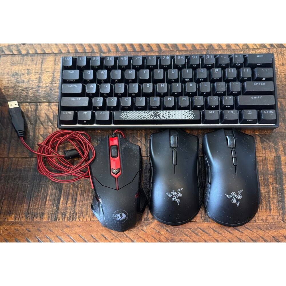 Lot of 3 Gaming Mouses Razer Redragon/1 Corsair Gaming Keyboard Untested READ